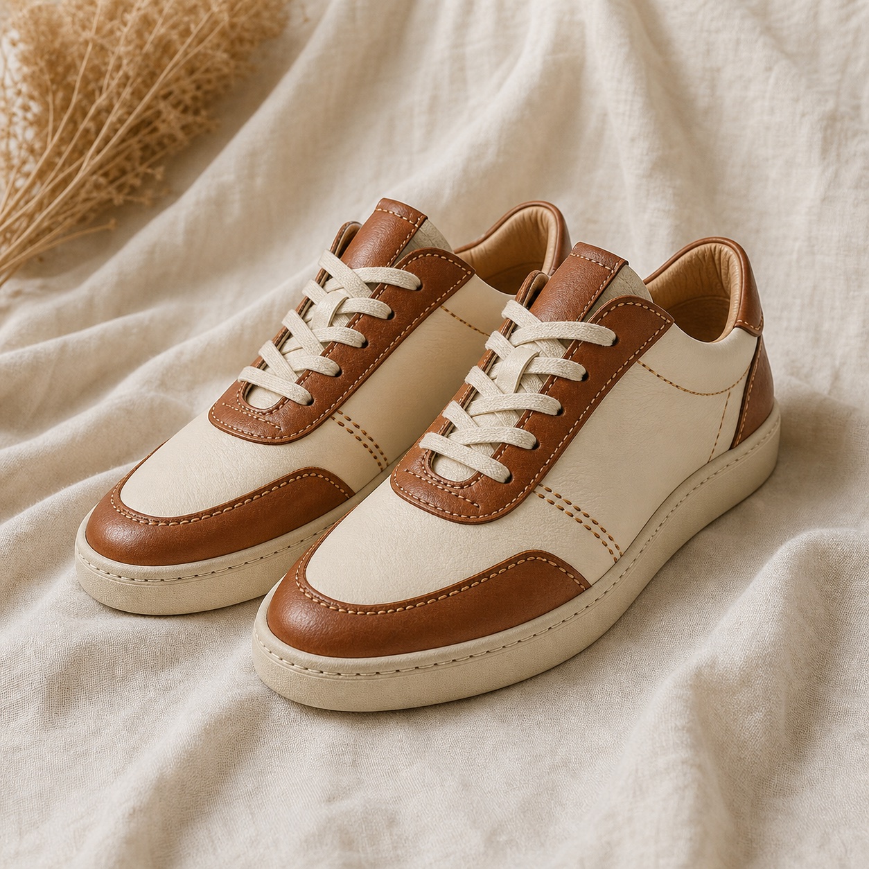 Handmade leather sneakers showing Debbie's leather work